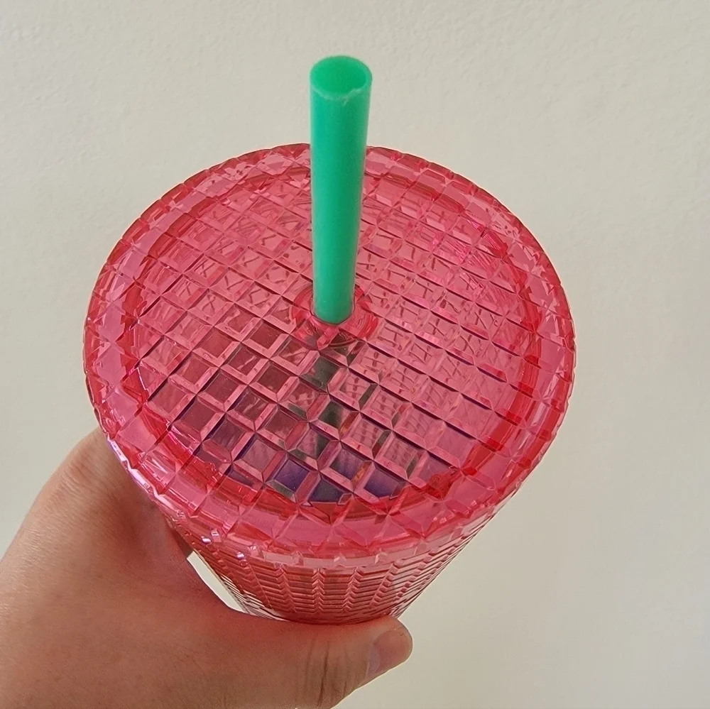 NWT Starbucks 2022 Pink & Purple Gradient Grid Venti Tumbler Cup